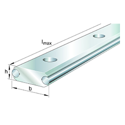 Rail de guidage, rail plat, avec deux arbres de chemin de roulement, LFS-F Series