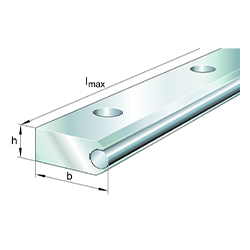 Rail de guidage, demi-rail plat, avec un arbre de chemin de roulement, LFS-FH Series