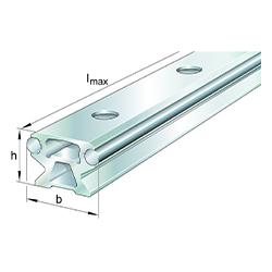 Rail de guidage, profilé creux, avec deux arbres de chemin de roulement, LFS-C Series