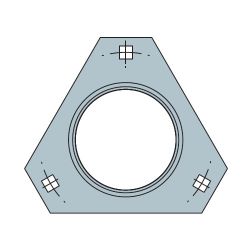 Paliers appliques FLAN..-MSTR, 3 trous, Triangulaire