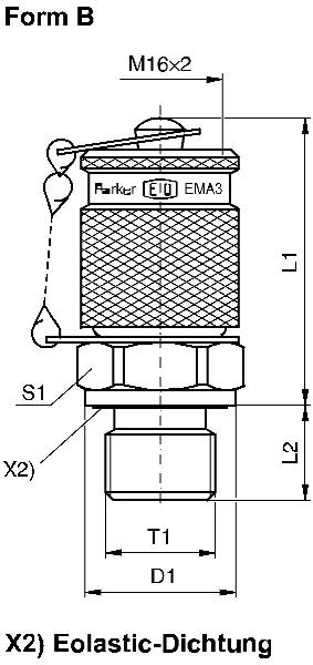 Point de test PARKER avec raccord fileté M 16 × 2 EMA3