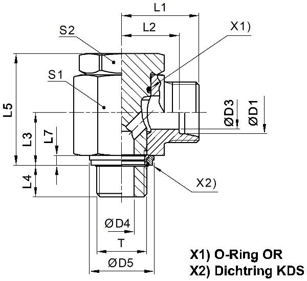 Raccord vissé orientable coude haute pression PARKER WH-M-KDS