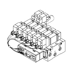 Distributeur à socle intégré de type EX510 pour électrovanne 5 voies Série SY3000 / 5000/7000