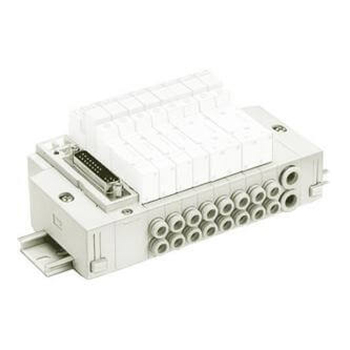Électrodistributeurs 5 / 2 et 5 / 3, Connexion encliquetable, Embase associable, Montage sur rail DIN, Embase, Connecteur sub-D, SY3000 / 5000 Série SS5Y3-45NFD-06D-C6-Q