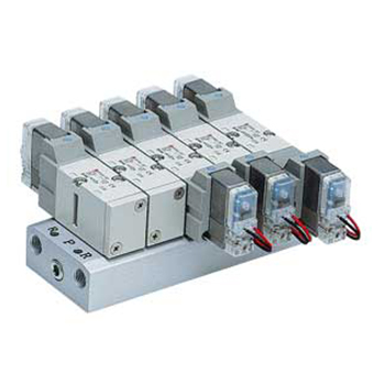 Électrodistributeur 5 / 2, 5 / 3 à commande asservie, Montagesur embase, Embase, VF3000 / 5000 Série