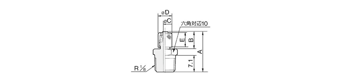 Hose Nipple M-01H-4, -6 outline drawing 