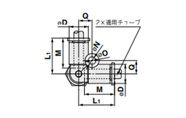 Male Delta Union KQ2D (Gasket Seal) dimensional drawing 