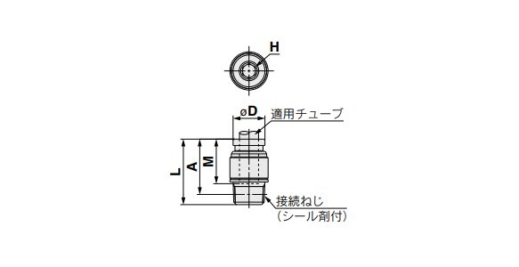Half Union Fitting With Hex Socket: KQG2S outline drawing (with NPT) 