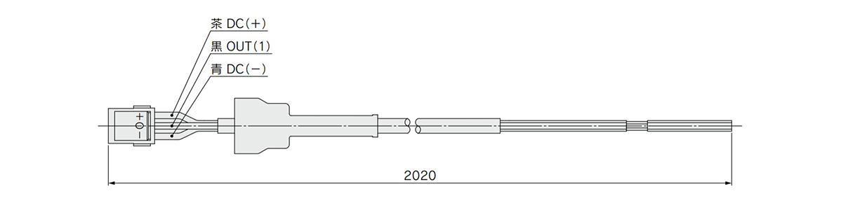 Option 1 : Schéma dimensionnel du fil de sortie fil de sortie avec connecteur