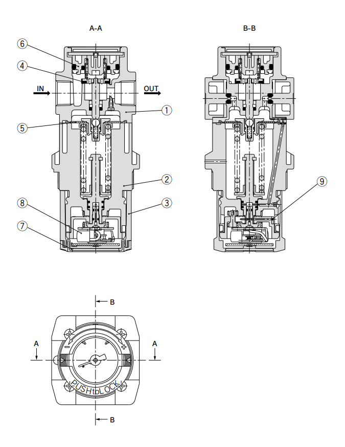 Regulator With Built-In Pressure Gauge ARG20/30/40: structural drawings