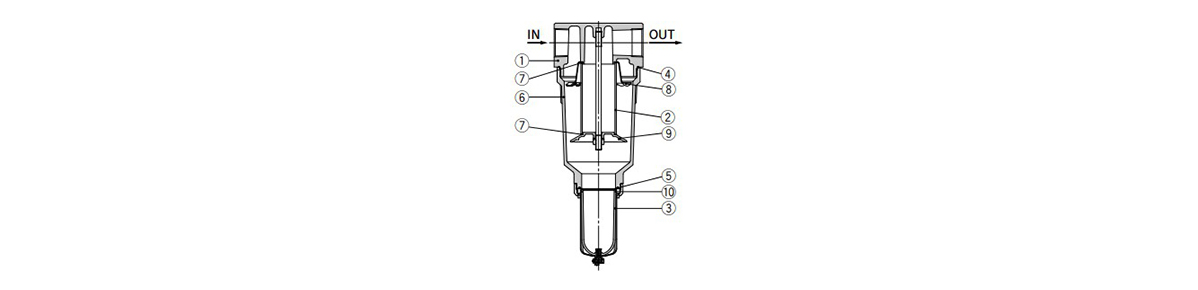 Large Flow Air Filter AF800/900 Series: structural drawings