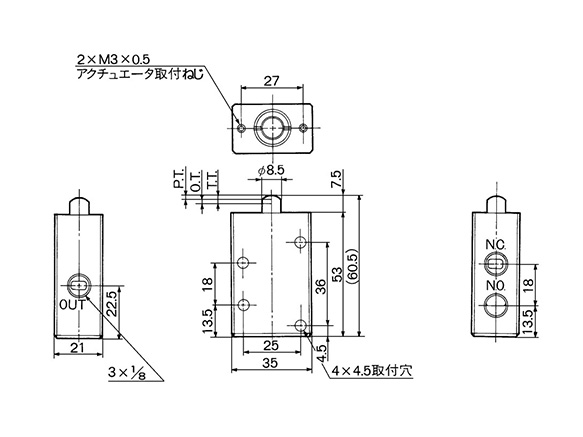 SMC VM430-01-34G valve mechl 1/8 pt, VM (VFM/VZM) MECHANICAL