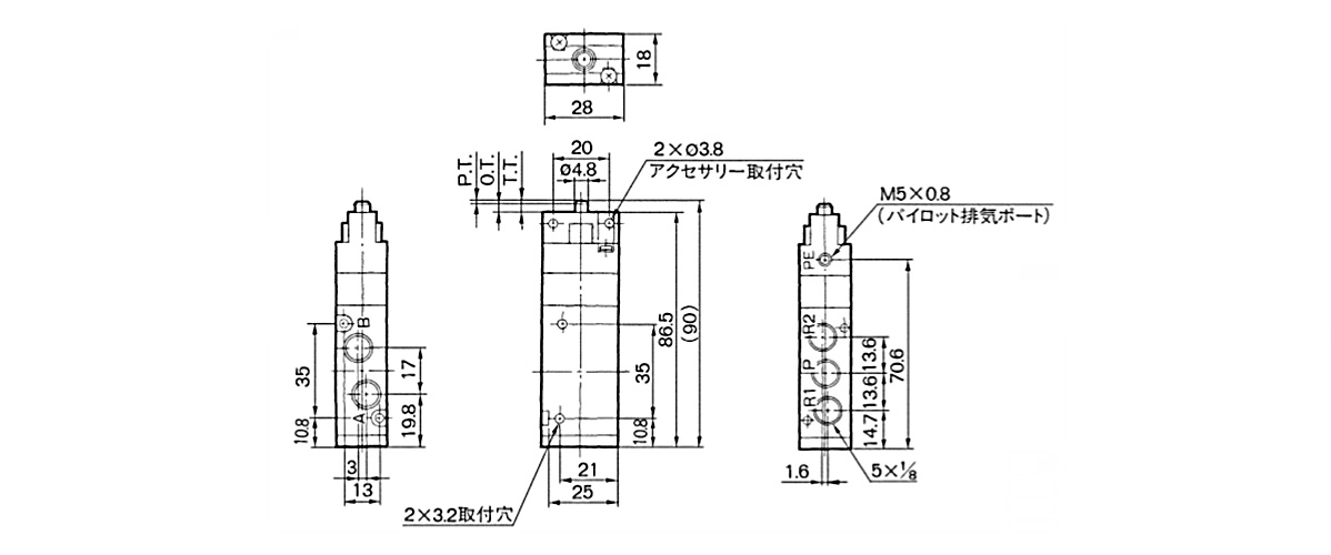 SMC VM430-01-34G valve mechl 1/8 pt, VM (VFM/VZM) MECHANICAL