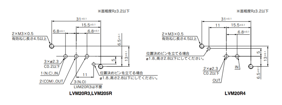 LVM20R3-□□-□ (N.C.) / LVM20R4-□□-□ (N.O.) / LVM205R-□□-□ (Universal) image of recommended interface dimensions