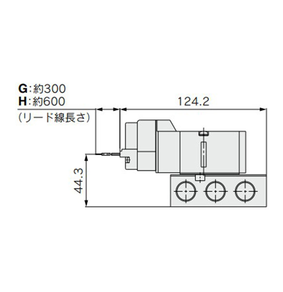 Grommet (G) (H) DC specification without indicator light / surge voltage suppressor dimensional drawing