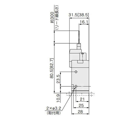 L-type plug connector (L): SYJ7□2-□L□□-01□(-F) dimensional drawing