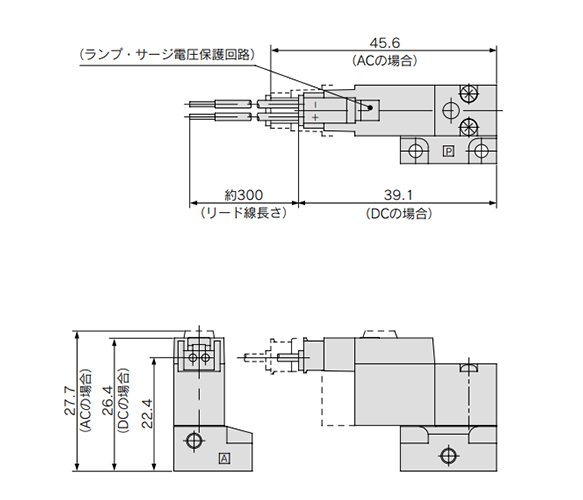 M plug connector (M): SY1(1, 2)4-□M□□-M3 dimensional drawings