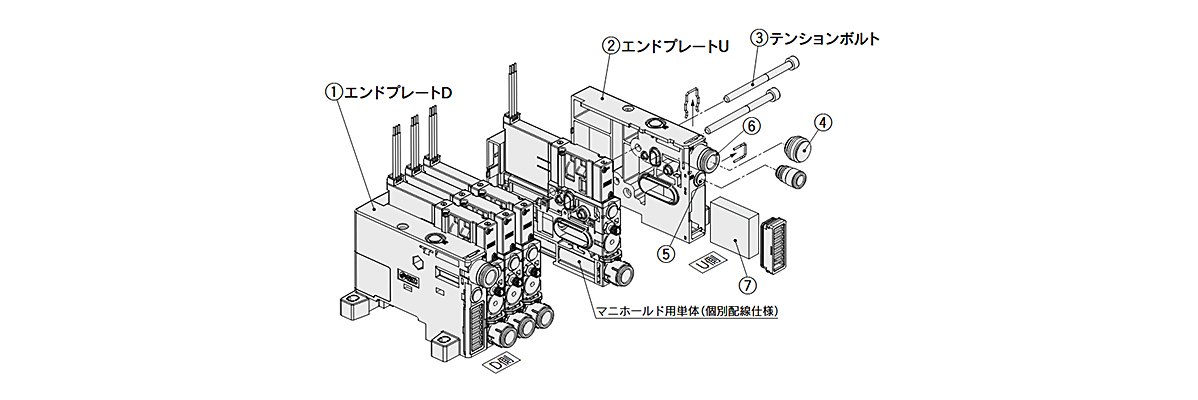 Exploded view of manifold