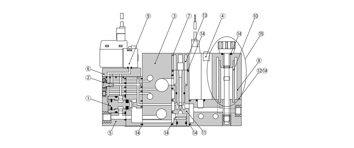 Vacuum Unit Ejector System ZX Series structural diagram