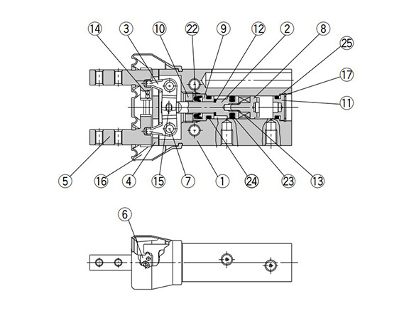 Pinces pneumatiques / Mandrin à air à ouverture/fermeture parallèle Type  standard compact (sans interrupteur automatique) Série MHZA/MHZAJ2-6 de SMC