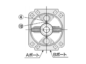 For 90° (top view from long shaft side); double vane structure drawing