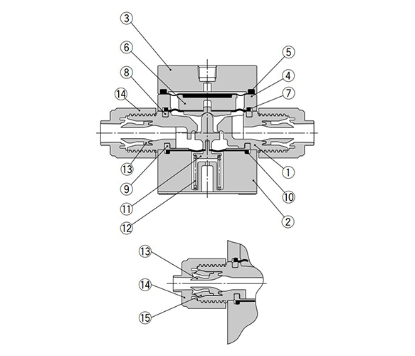 Integrated fittings / with reducer diagram