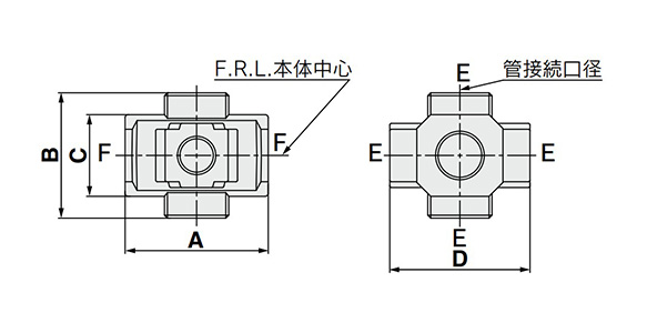 AC Series Air Combination Cross Spacer Attachment dimensional drawing