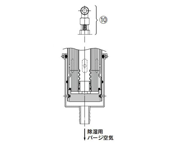 Diagram: IDG60□A, IDG75□A, IDG100□A standard specifications, with fitting for purge air discharge